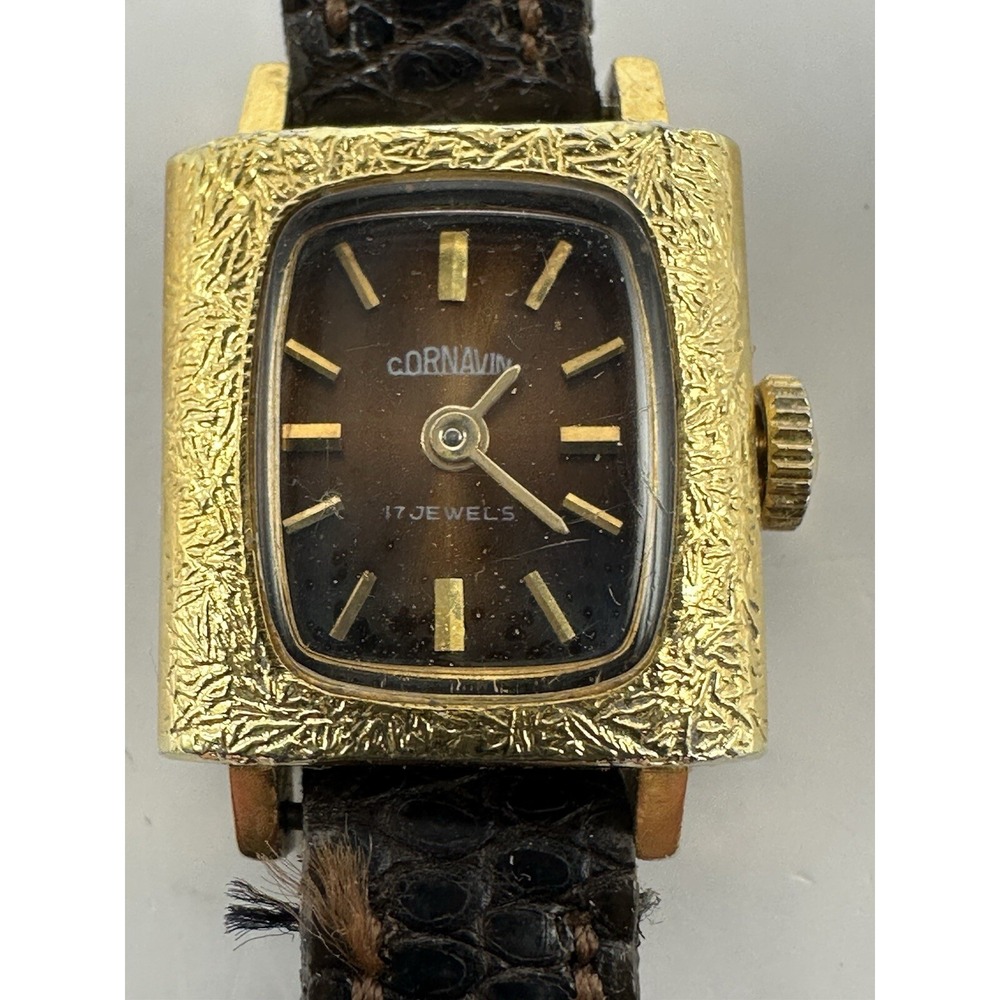 Cornavin Pentaflex Ladies Watch Manual Wind Works 17MM 6.5" Gold Tone‎ B93